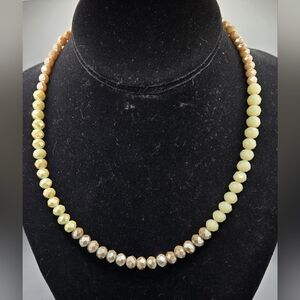 Aurora Borealis Glass Crystal Necklace in Earthy Hues Wire Strung 17" + 2½" Ext